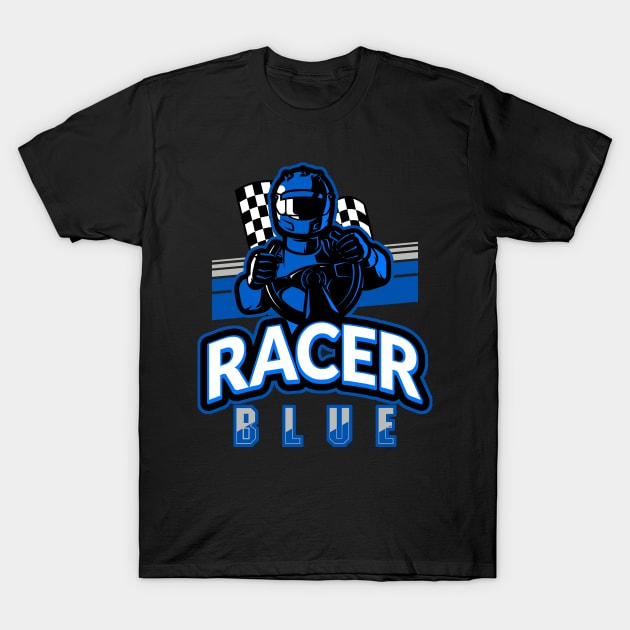 Racer Blue Retro T-Shirt by funandgames